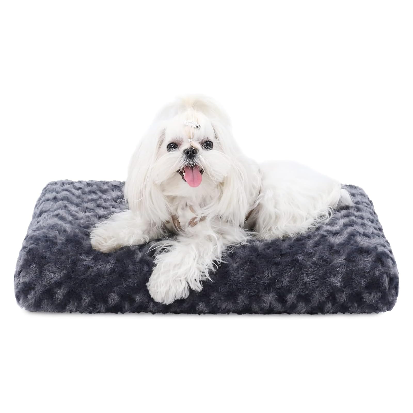 Washable Dog Bed Deluxe Plush Dog Crate Beds Fulffy Comfy Kennel Pad Anti-Slip Pet Sleeping Mat For Large, Jumbo, Medium, Small Dogs Breeds, 21' X 13', Dark Grey
