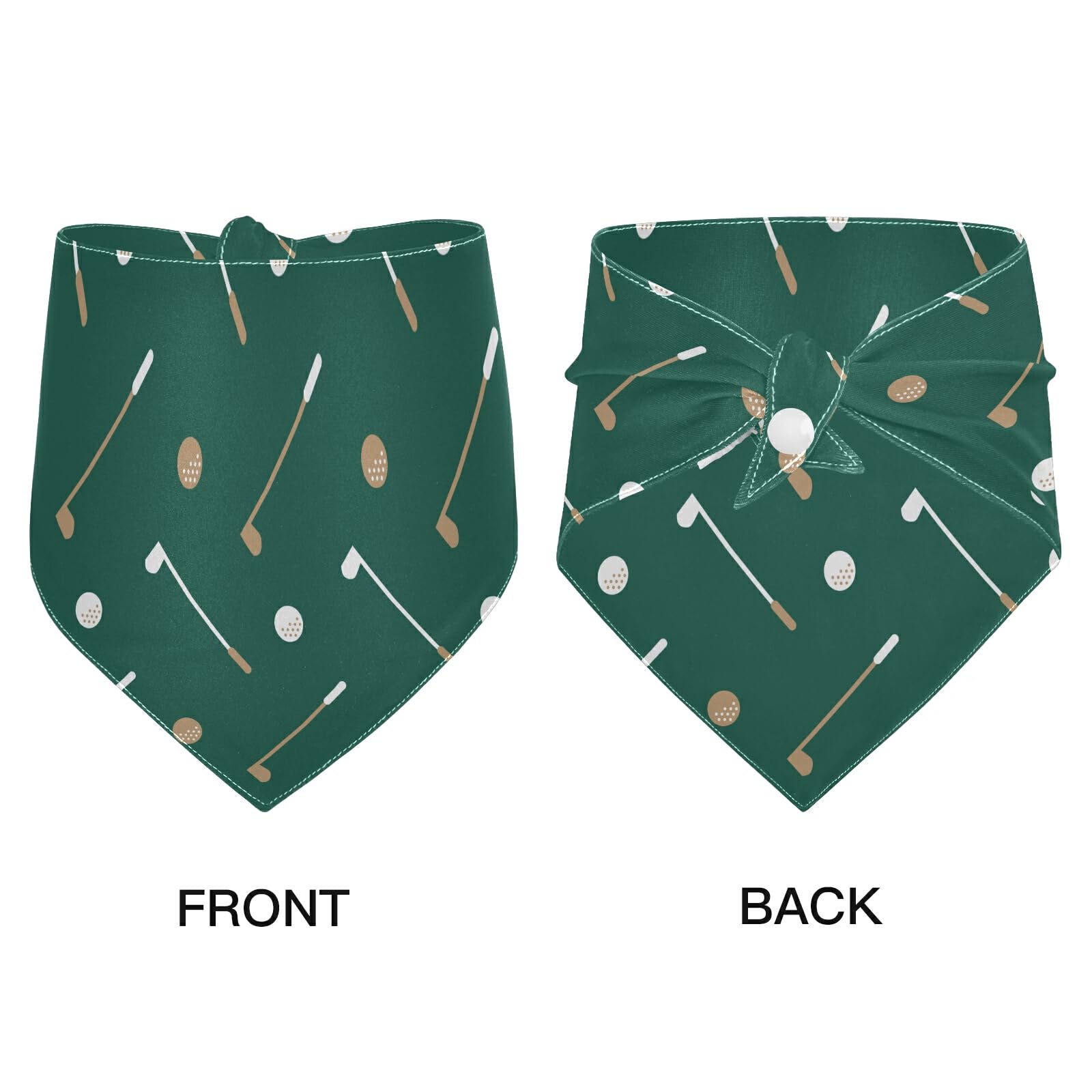2 Pack Dog Bandanas Golf Club Ball Pattern Milk Silk Pet Bandana Scarf Snap Button Triangle Bibs Kerchief Set Pet Holiday Access