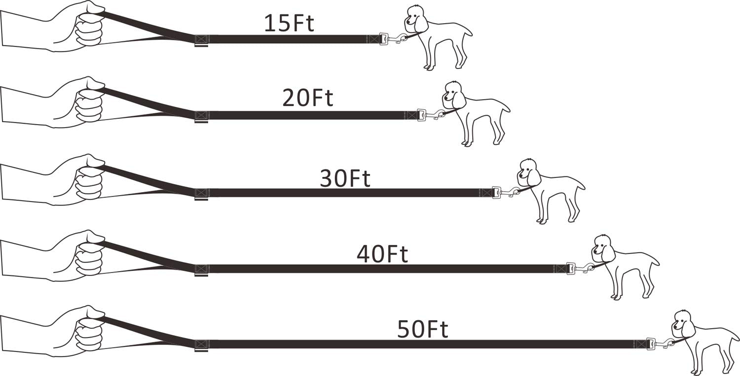 Siumouhoi Dog/Puppy Obedience Recall Training Agility Lead- 15 Ft 20 Ft 30 Ft 40 Ft 50 Ft Dog Leash Long Line -Training Leash ,Play, Camping, Or Backyard (40Feet, Black)