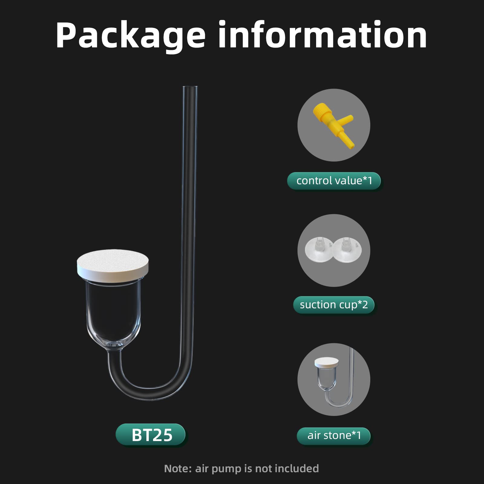 Boxtech Aquarium Air Stone, Fish Tank Bubble Diffuser High Dissolved Oxygen Airstones For Air Pump Accessoriess With 1 Check Valve, 2 Suction Cup For Aquarium Pond Hydroponic