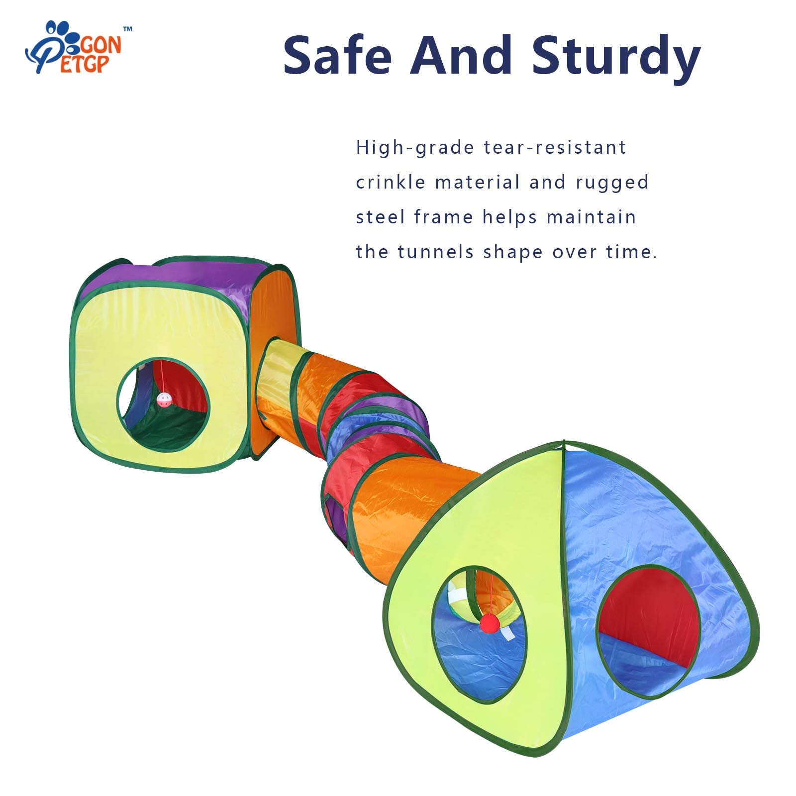 Gonpetgp Cat Tunnel Toy And Cubes Combo, Cat Tunnels For Indoor Cats With Play Ball, Interactive Crinkle Collapsible Tent And Cubes, Cat Tube For Puppy Pet Rabbit - All In One Set Of 3