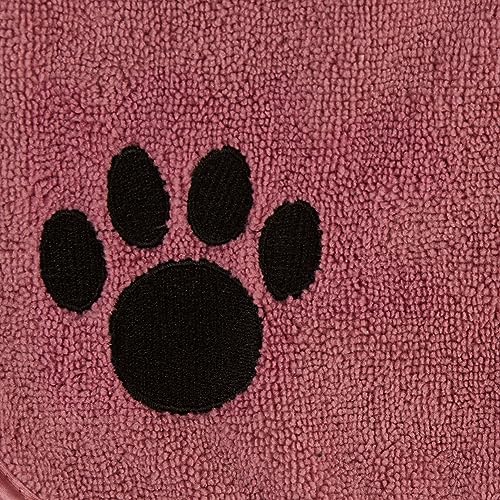Bone Dry Pet Robe Collection Embroidered Absorbent Microfiber Bath Robe With Adjustable Closure, For Dogs & Cats, Large, Rose