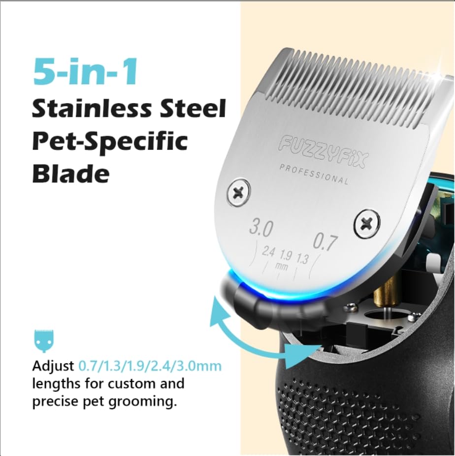 Fuzzyfix Dog Clippers For Grooming With Storage Box, Dog Grooming Kit Heavy Duty 2-Speed Quiet Rechargeable Cordless Pet Hair Tr