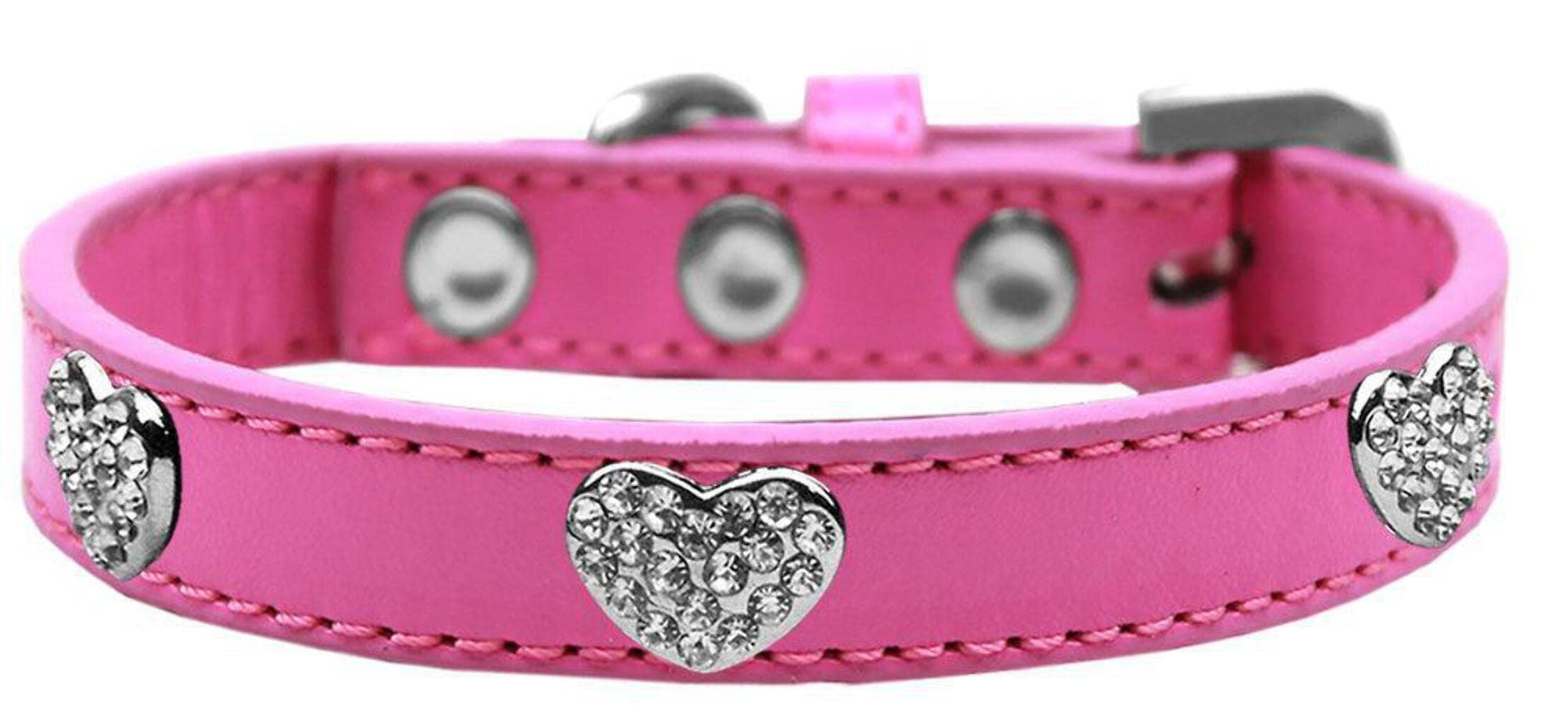 Dog, Puppy & Pet Widget Fashion Collar, &quot;Clear Crystal Heart&quot; Lavender 18