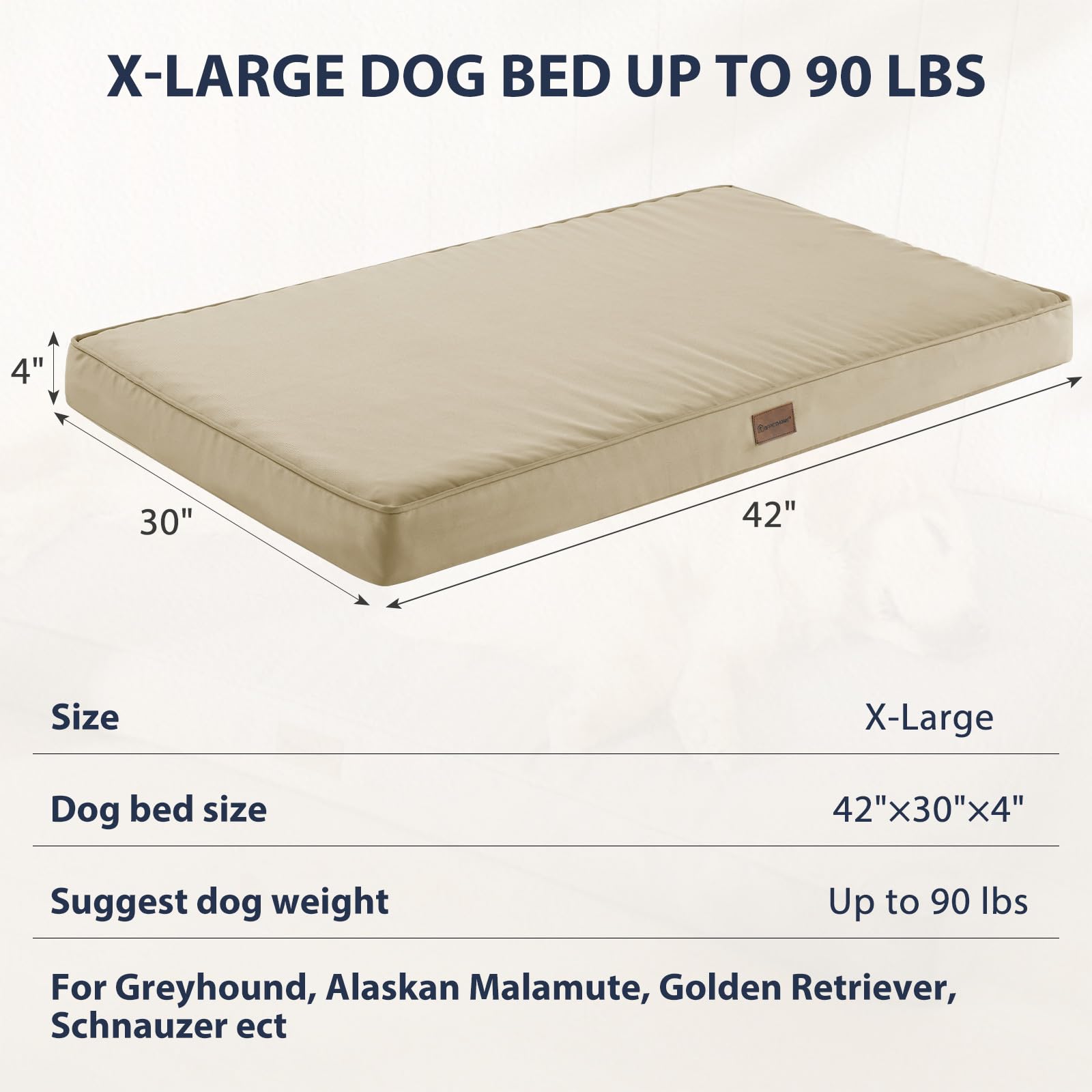 Bfpethome Outdoor Dog Bed For Large Dogs, Waterproof, Orthopedic With Removable Washable Cover, Egg Crate Foam Mat. (42 X 30In,