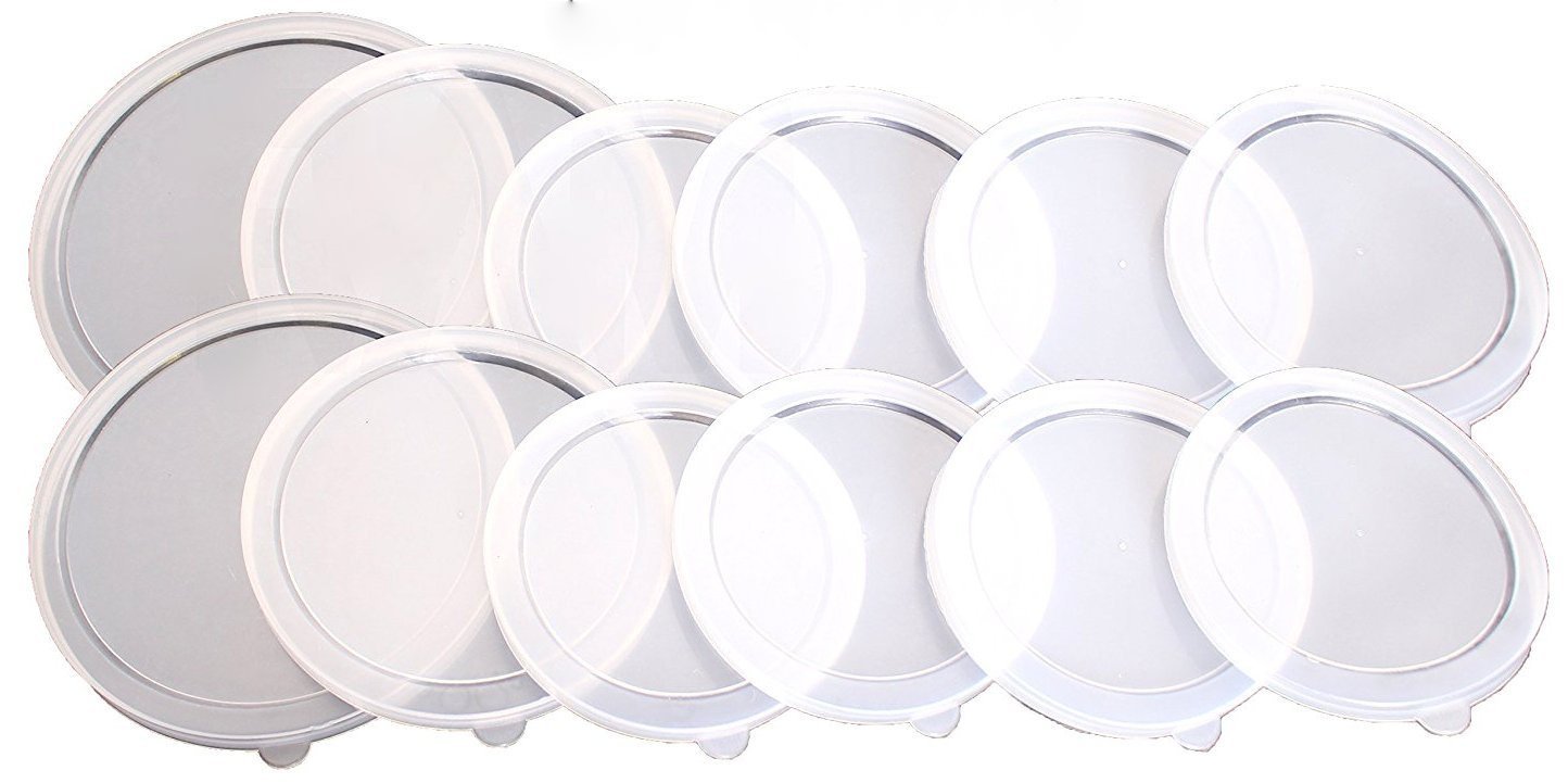 12pc BPA-Free ALAZCO Can Covers - 2 Large 2 Medium 8 small Plastic Tight Seal Lids For Canned Goods or Pet Dog Cat Food Food Sav