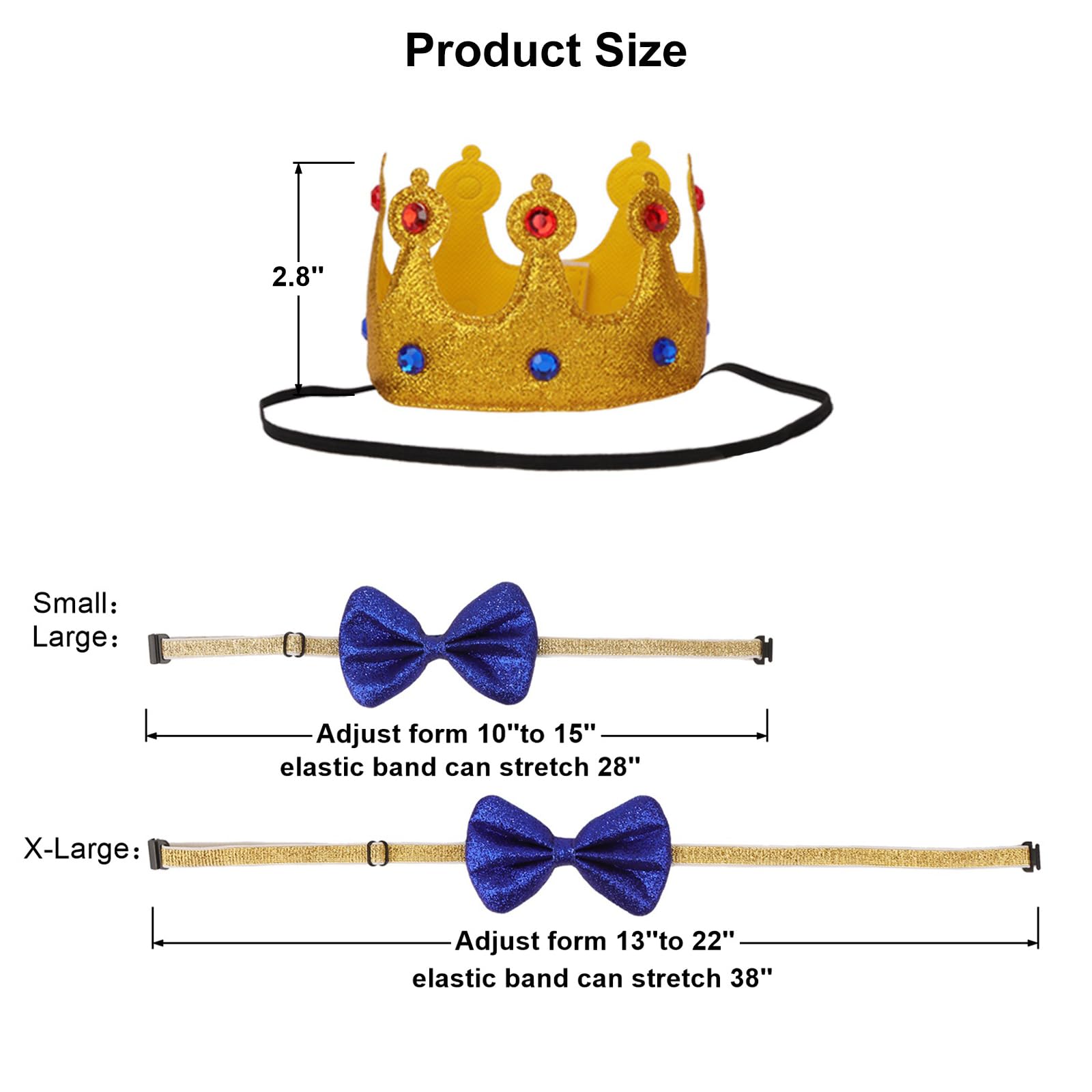 Ptdecor Dog Birthday Party Supplies, Birthday Boy Bandana Golden King Crowns With Numbers Puppy Blue Dog Bow Set For Small Dogs