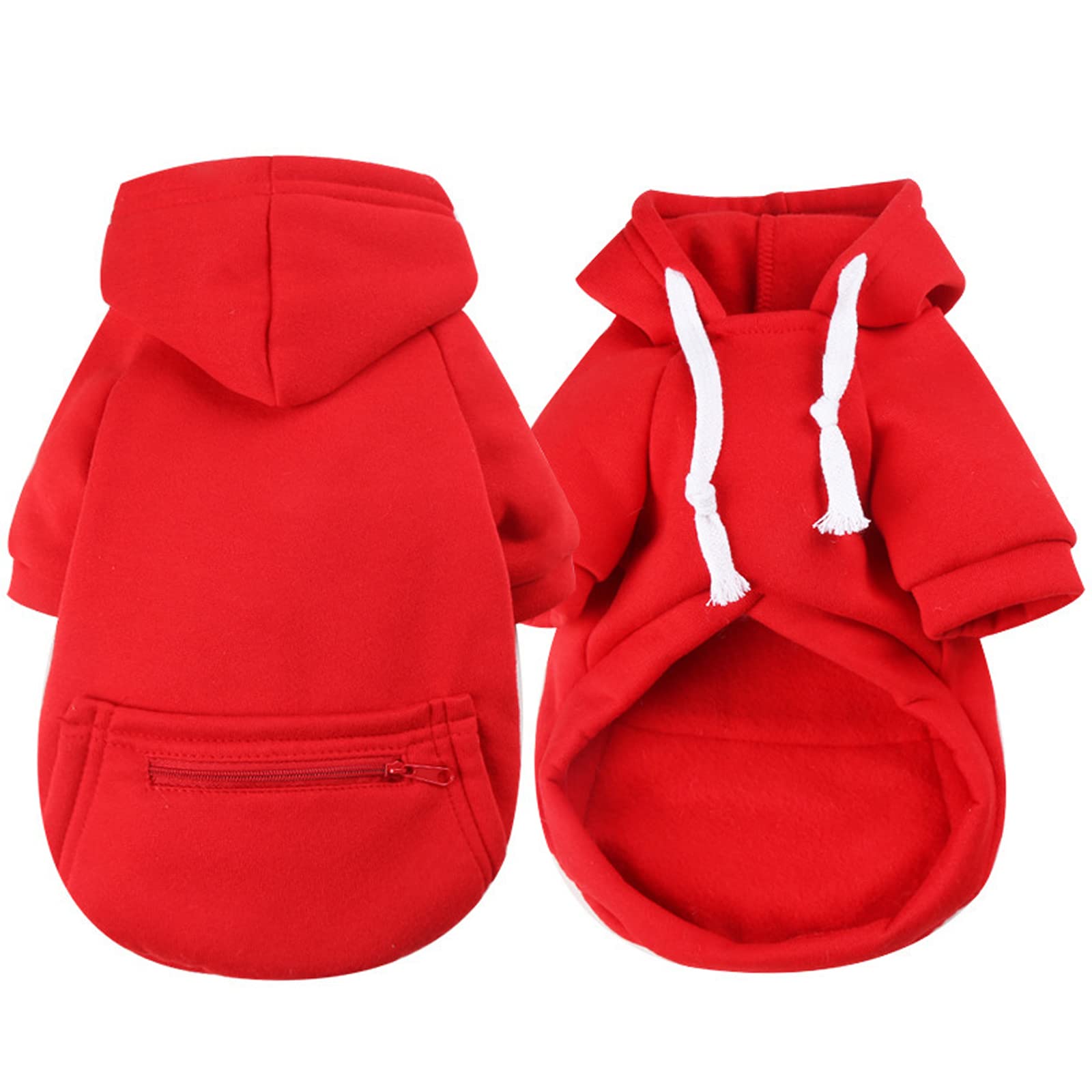 Petcare Small Dog Hoodie Cat Sweater Red Warm Soft Fleece Sweatshirts With Pocket Fall Winter Puppy Sweaters Cat Clothes For Cat