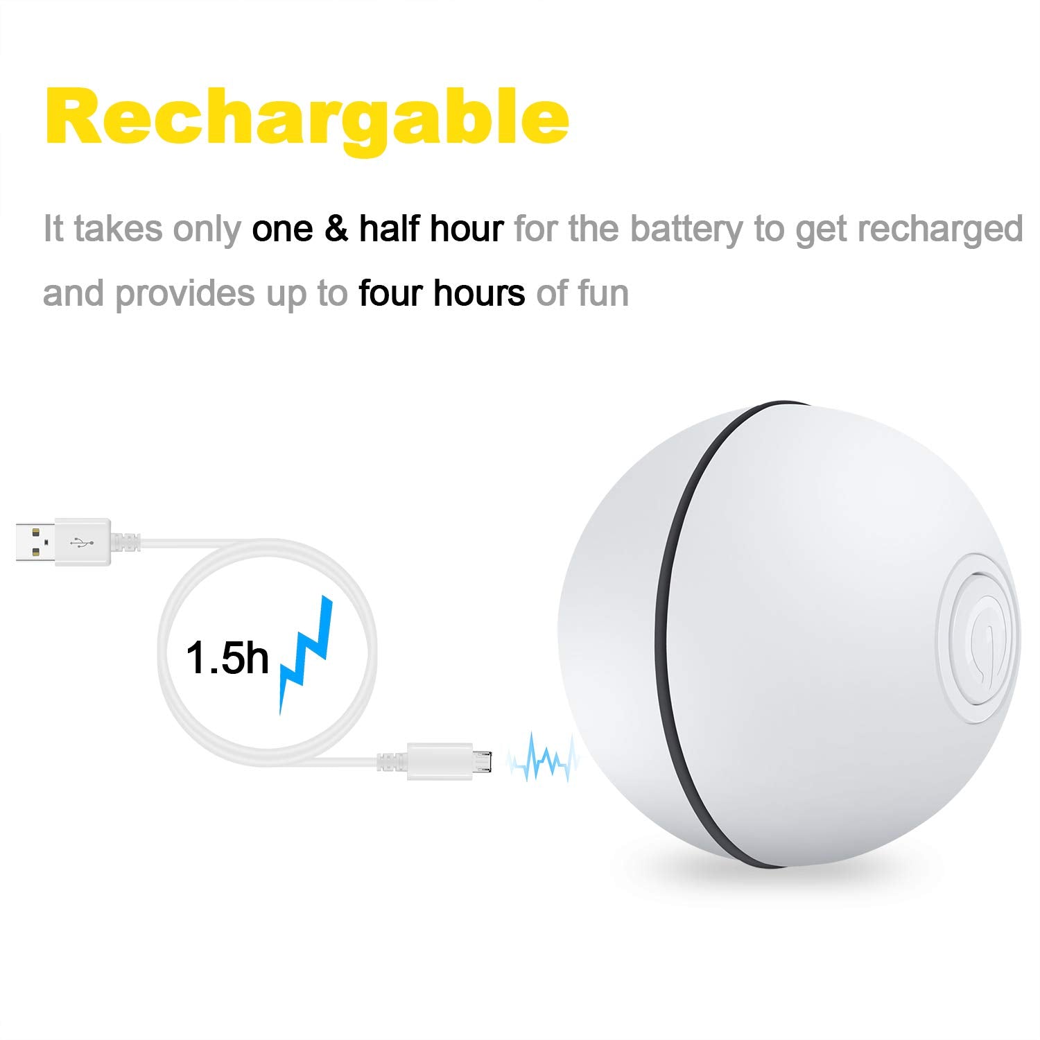 Yofun Smart Interactive Cat Toy - Upgraded 360 Degree Self Rotating Ball, Usb Rechargeable Wicked Ball, Build-In Spinning Led Li