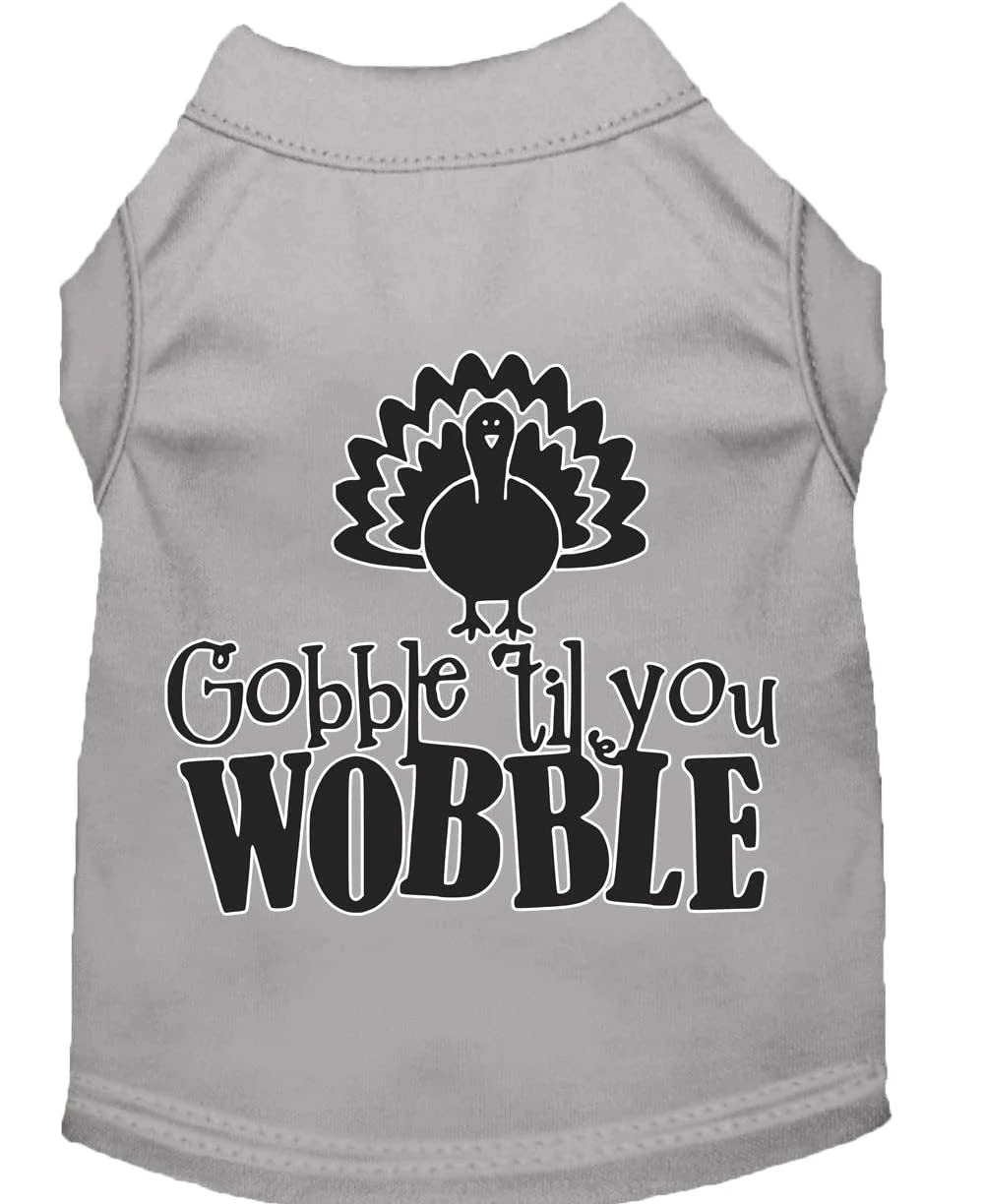 Pet Dog & Cat Shirt Screen Printed, "Gobble Til Ya Wobble" Yellow XL (14-20 lbs.)
