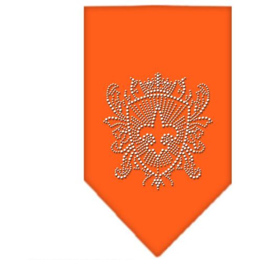 Pet and Dog Bandana Rhinestone, Fleur De Lis Shield Orange Small