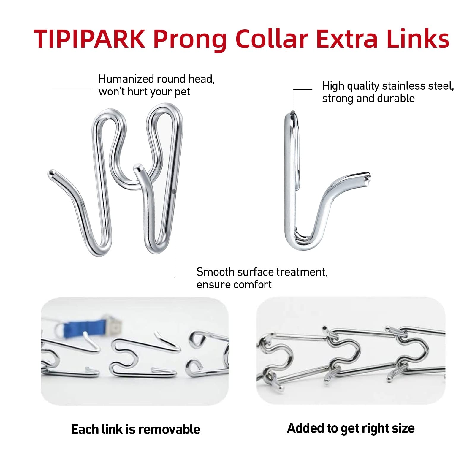 6 Pack Extra Links Prong Collar For Dog- Replacement 3.0Mm Stainless Steel Pinch Collar For Dogs Links Extra Training Collar Lin