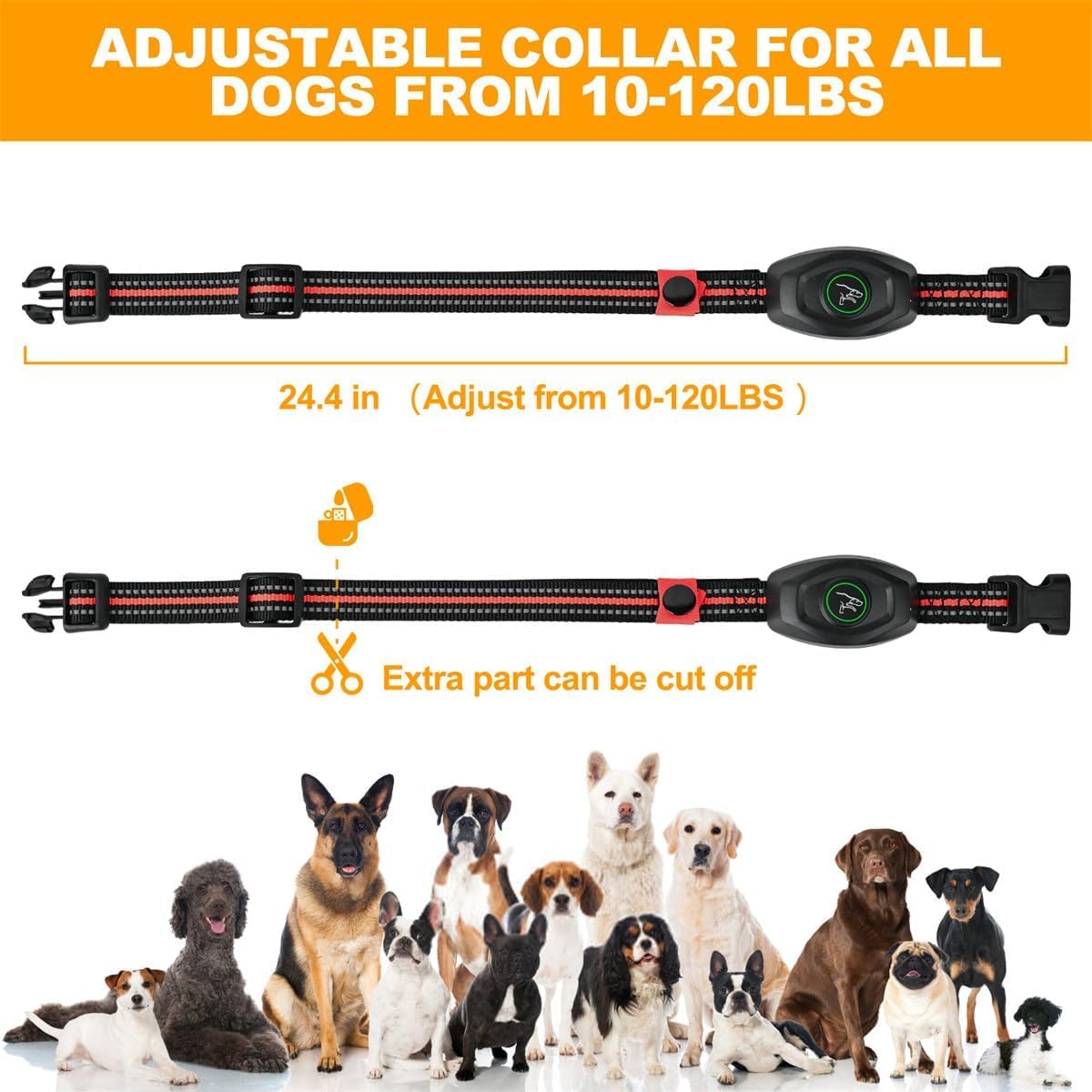 Dog Training Collar - 2 In 1 Rechargeable Remote Dog Shock Anti-Bark Collar W/3 Training Modes, Beep, Vibration, Shock 100% Waterproof, Up 1300Ft Range For Small Medium Large Dogs (Black)