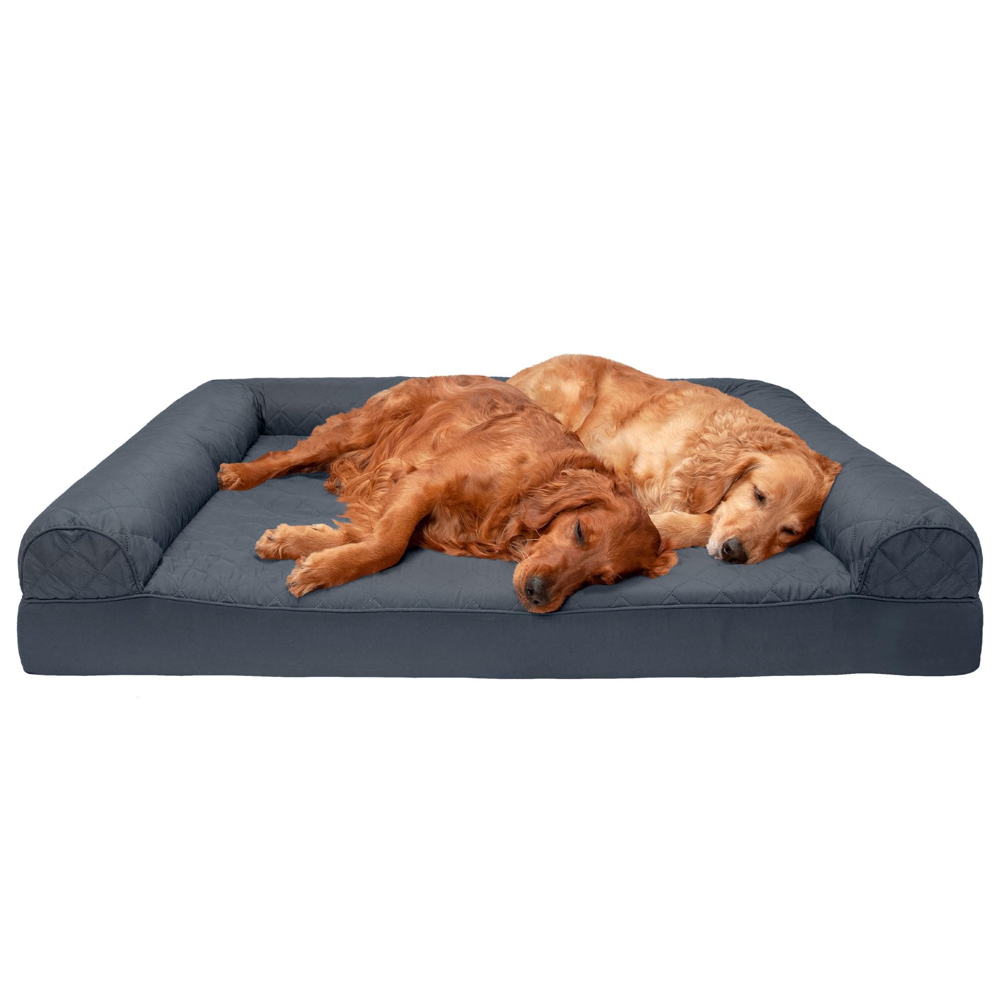 Furhaven Orthopedic Dog Bed For Large Dogs W/ Removable Bolsters & Washable Cover, For Dogs Up To 125 Lbs - Quilted Sofa - Iron Gray, Jumbo Plus/Xxl