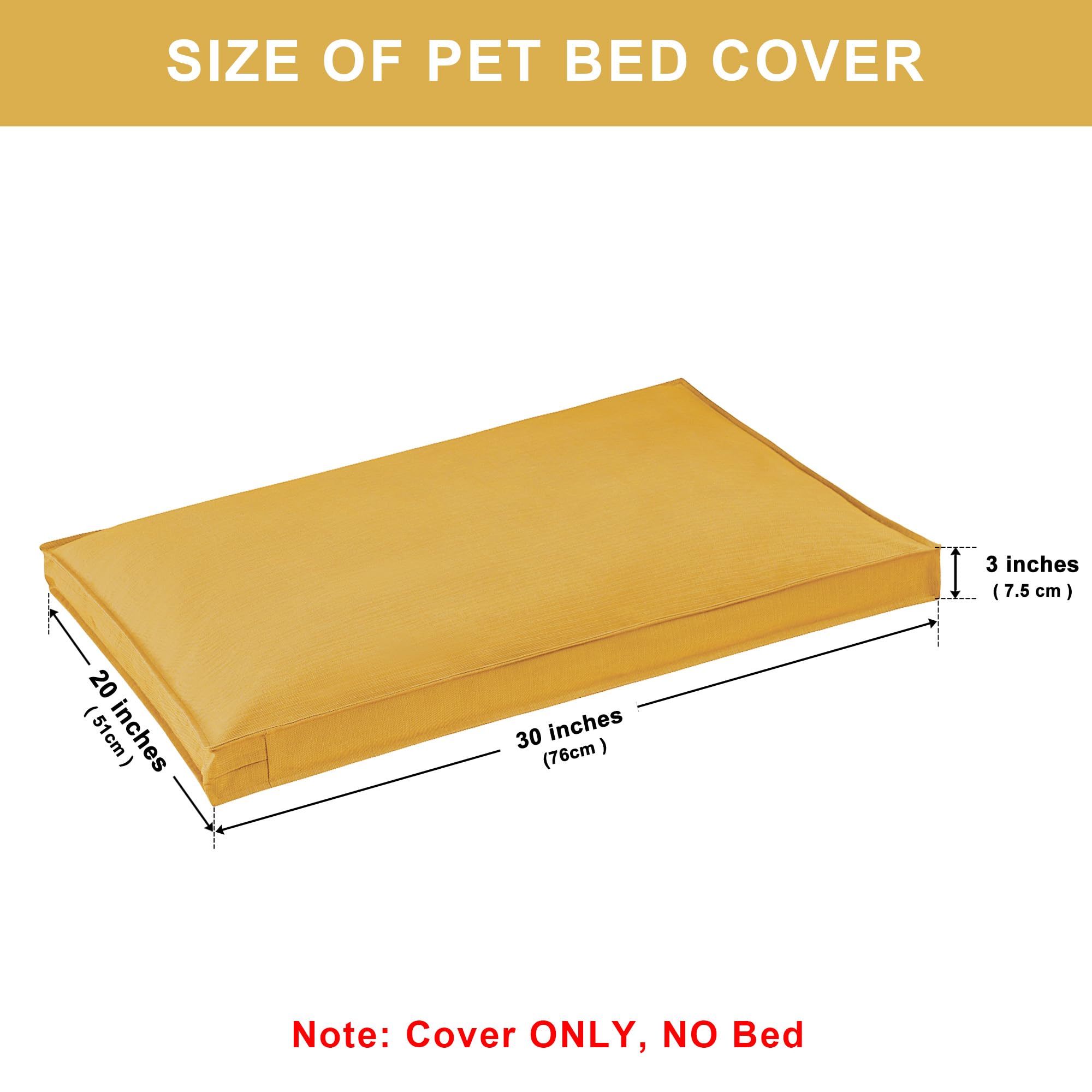 Venessco Dog Bed Covers Replacement Washable, Waterproof Dog Bed Cover With Zipper, 30Lx20Wx3H Inch Durable Oxford Pet Bed Cover