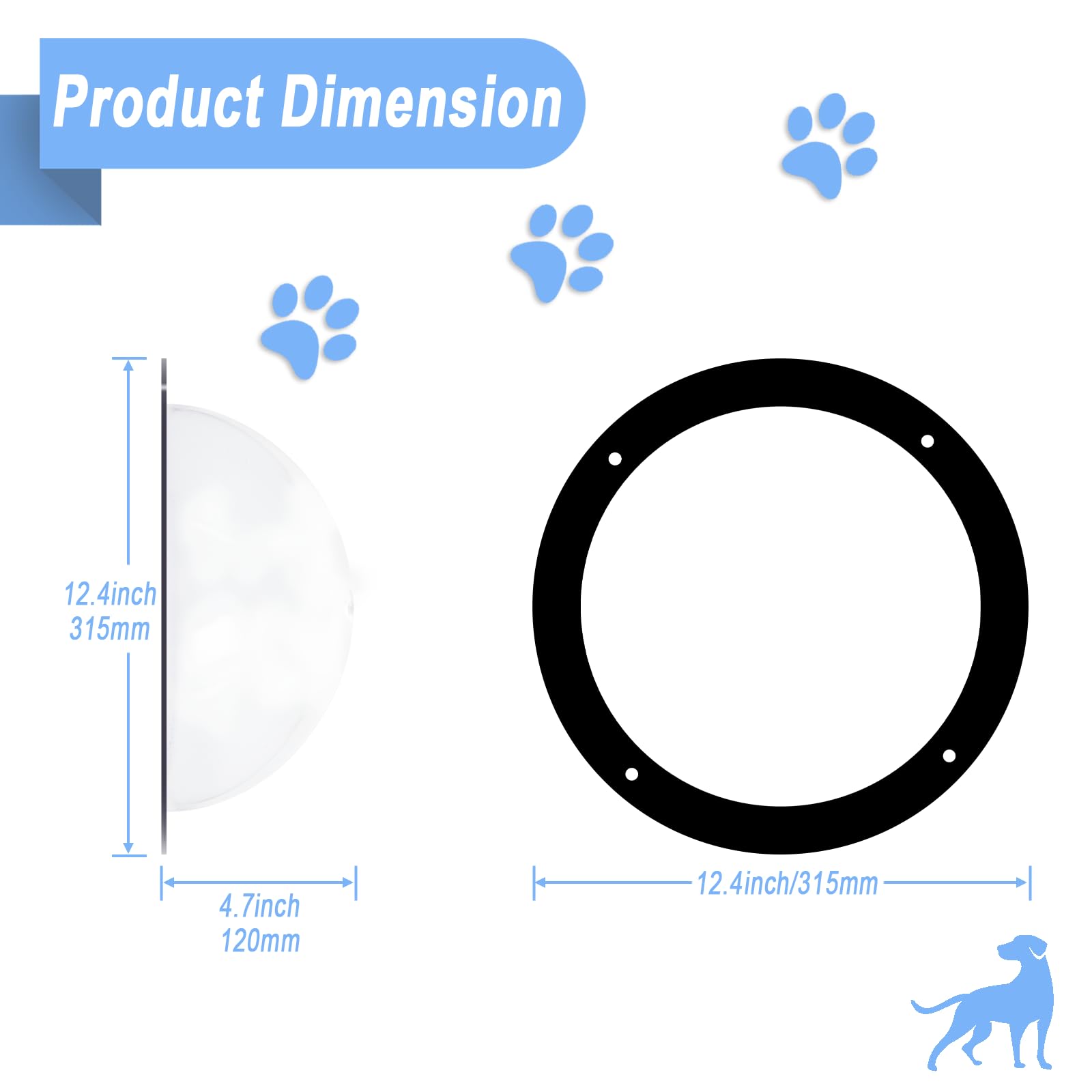 Hedday 2 Pack Dog Fence Window,12.4 In Acrylic Clear Pet Dome View Playground Doggie Wood Fence Window Bubble Peek Window For Do