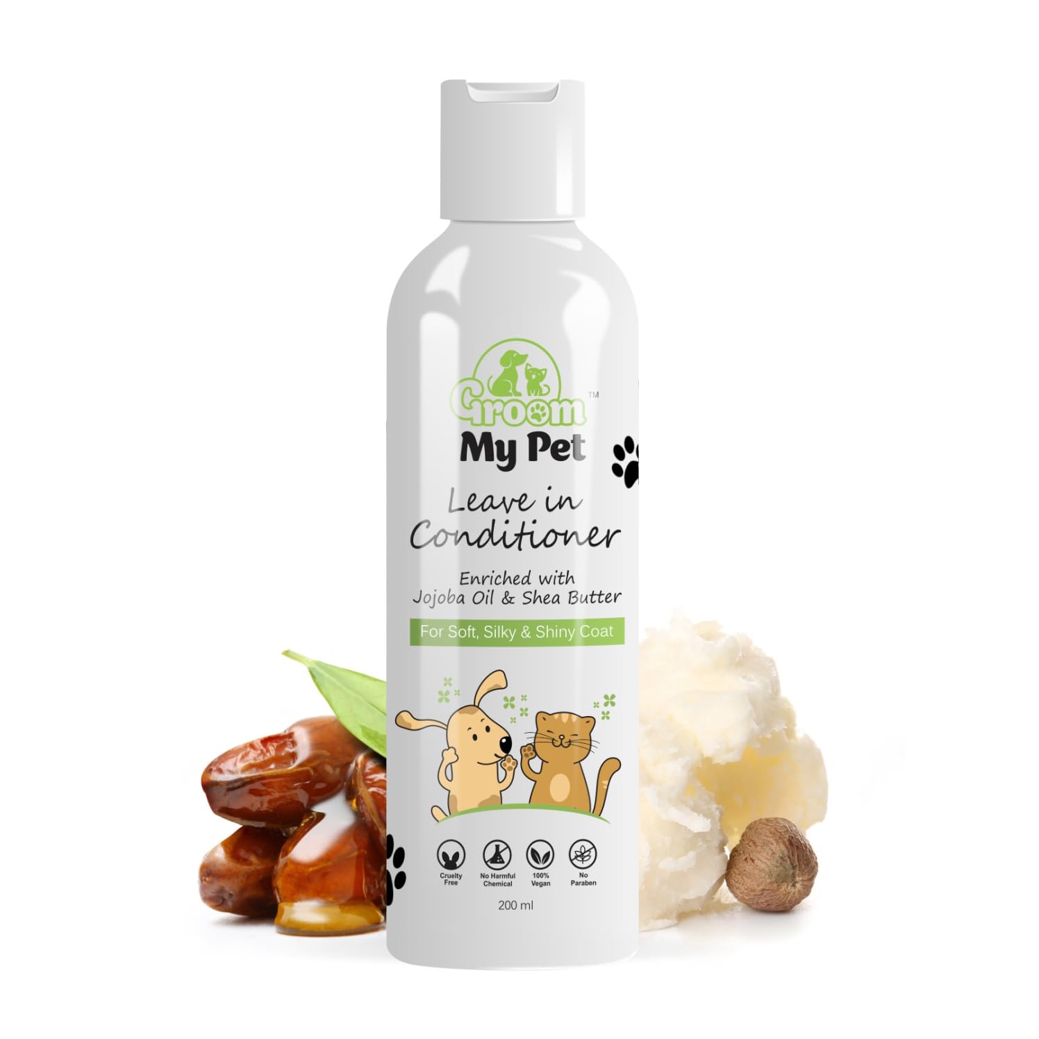 Groom My Pet Leave In Conditioner-200Ml | For Pet Dog & Cat | Soft Silky & Shiny Coat | Enriched With Jojoba Oil & Shea Butter |