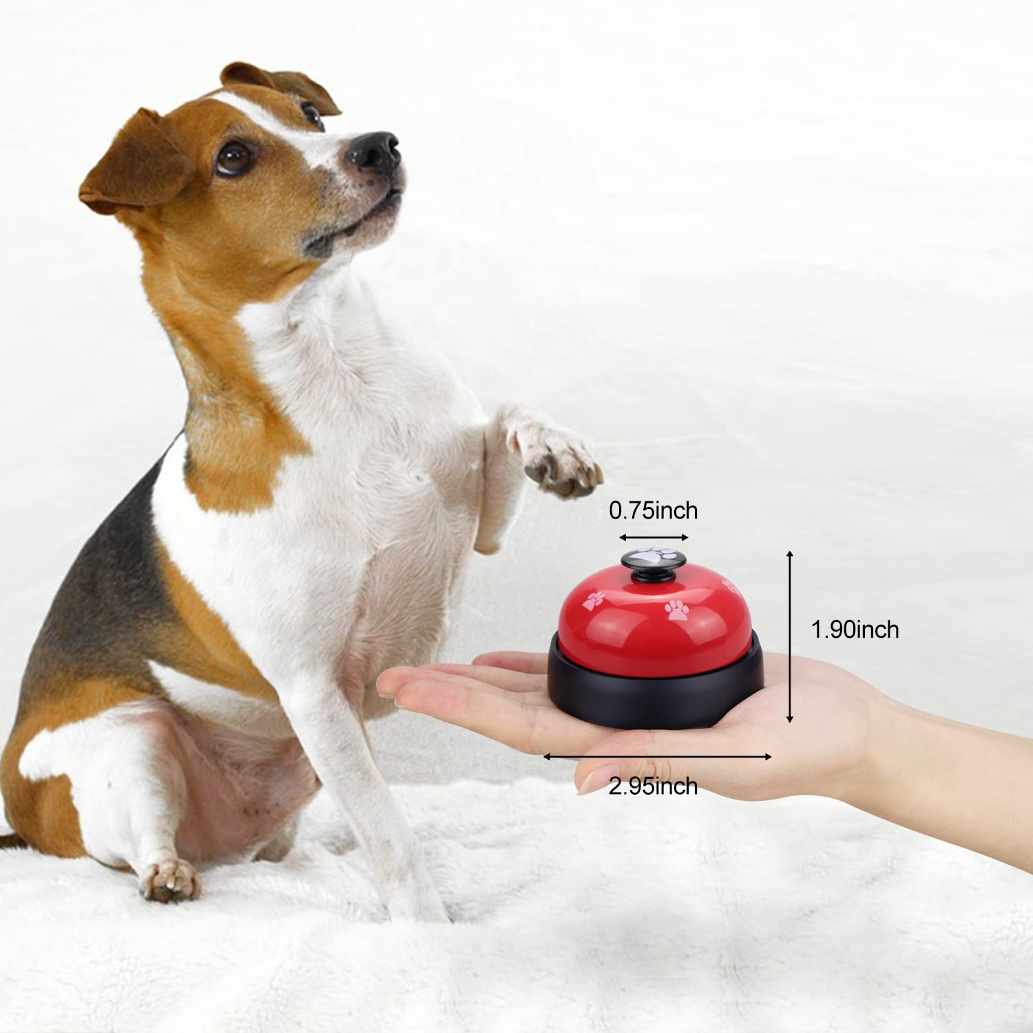 Comsmart Dog Puppy Cat Kitten Potty Training Bells, 2 Metal Dog Paw Print Bells With Non-Skid Rubber Base For Pet Interactive Ga