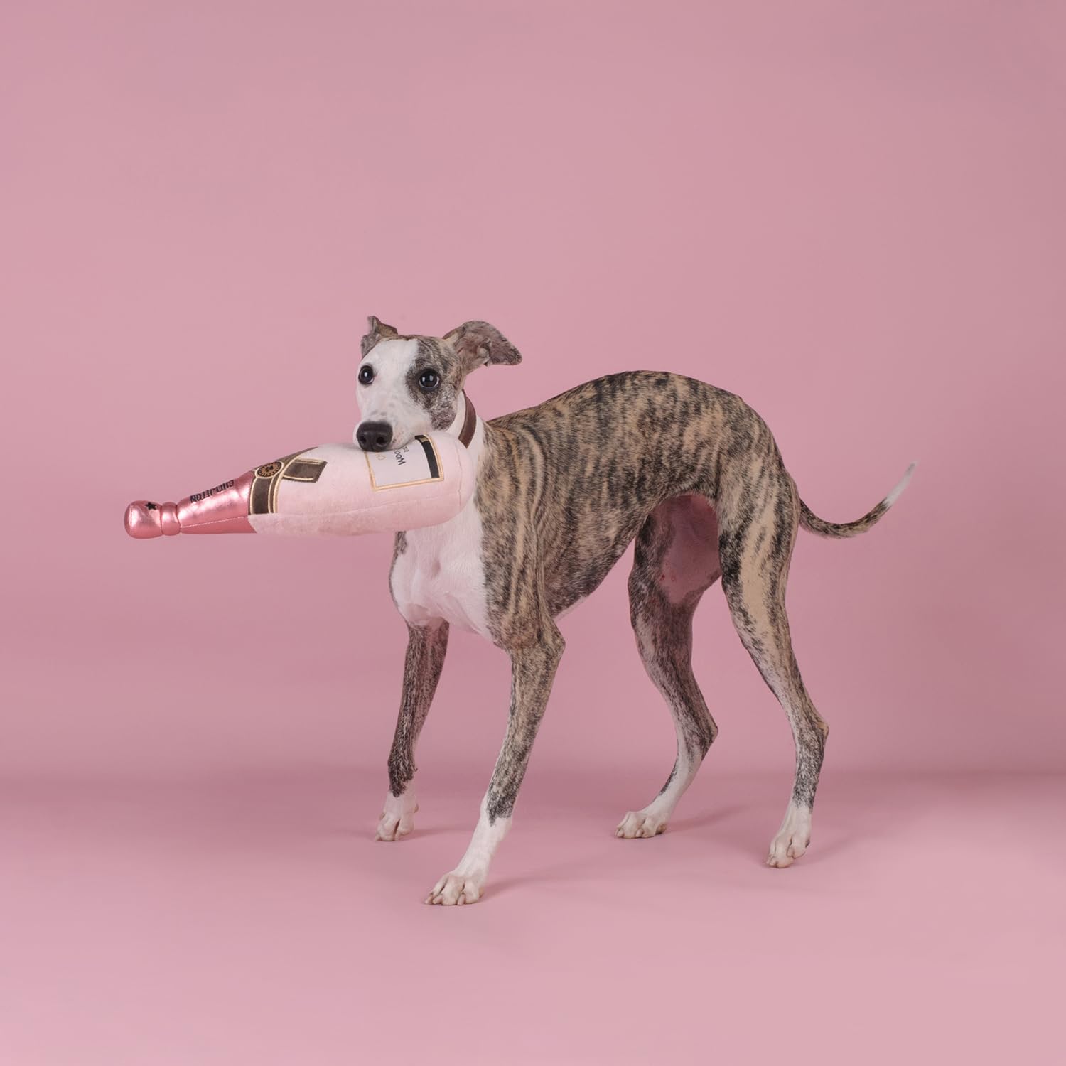 Chewffon Dog Toy, Squeaky Dog Toys For Boredom, Plush Pet Present Chew Toy For All Breeds Dogs, Pink Champagne Shape Interactive
