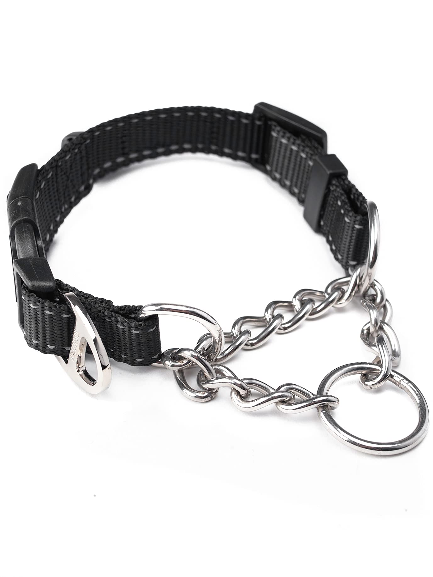 Mighty Paw Martingale Dog Collar 2.0 | Trainer Approved Limited Slip Collar With Stainless Steel Chain & Heavy Duty Buckle - Modified Cinch Collar For Gentle & Effective Pet Training - Small, Black