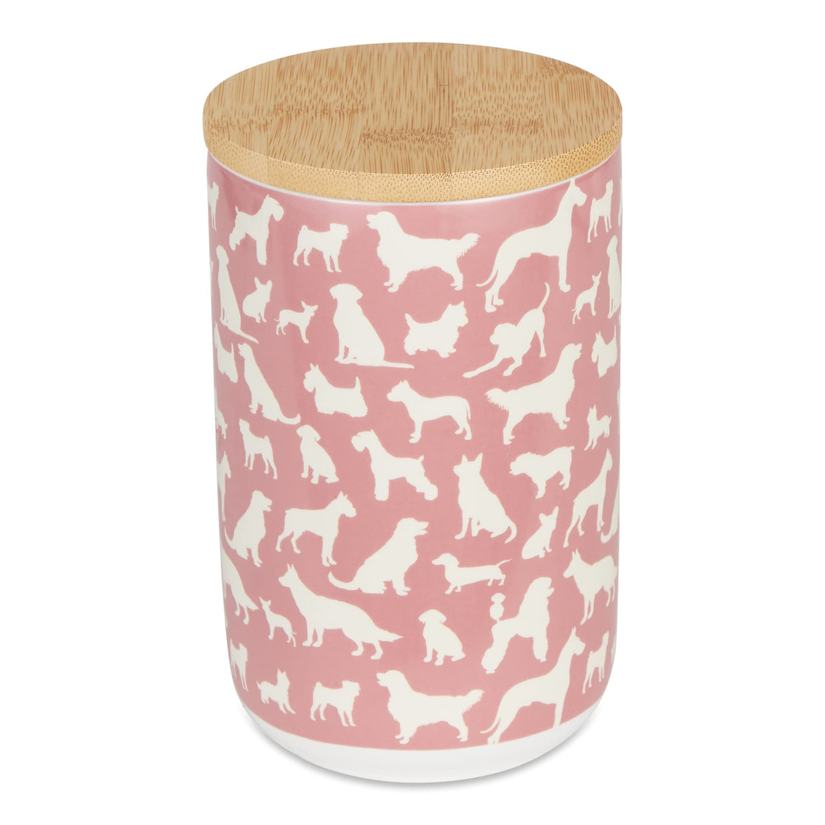 Bone Dry Ceramic Treat Jar for Cats and Dogs, Bamboo Lid, Dishwasher Safe Canister, 4x6.5, Rose, Dog Treats