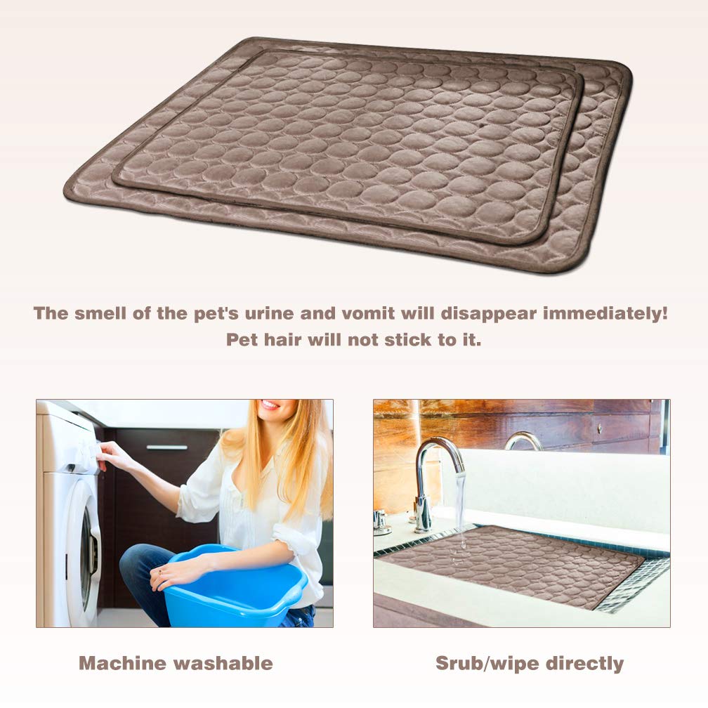 Meilimiyu Washable Dog Cooling Mat Ice Silk Pet Self Cooling Pad Blanket (40X28 In, Coffee)
