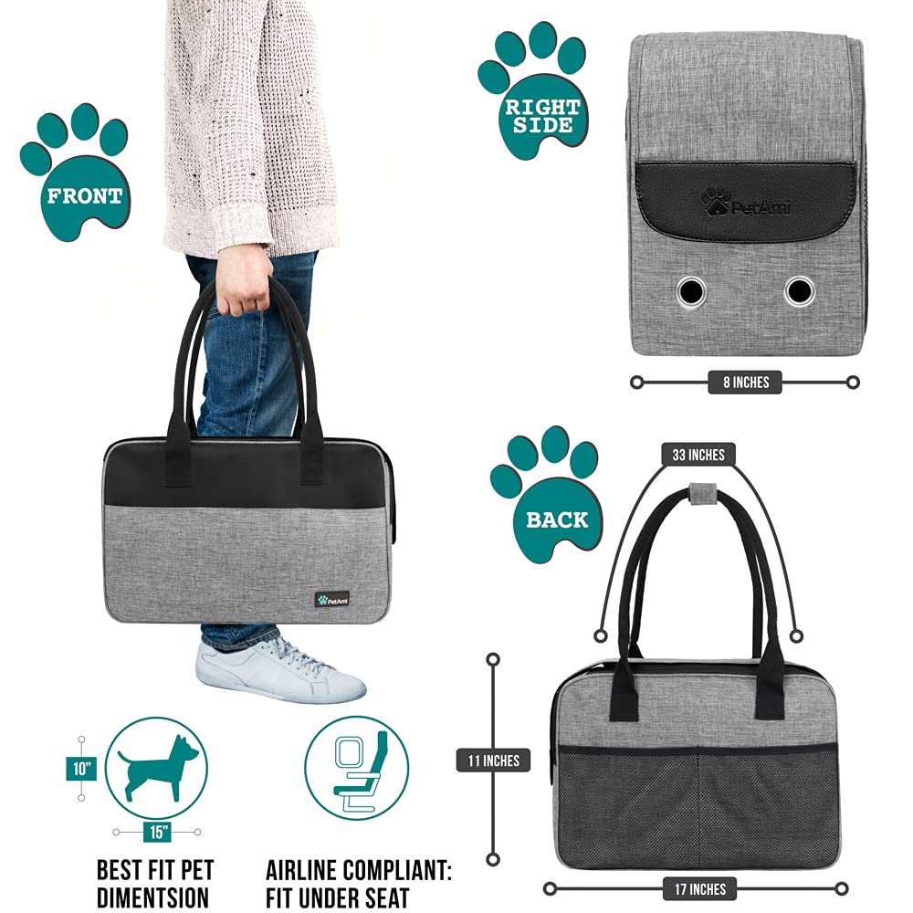 Petami Dog Purse Carrier For Small Dogs, Airline Approved Soft Sided Pet Carrier With Pockets, Ventilated Dog Carrying Bag Puppy