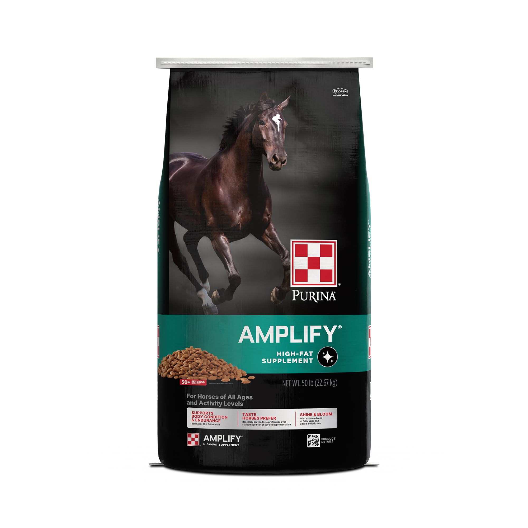 Purina, Amplify Equine, High-Fat Horse Supplement for Maintenance, Breeding, & Performance Horses, 50 lbs