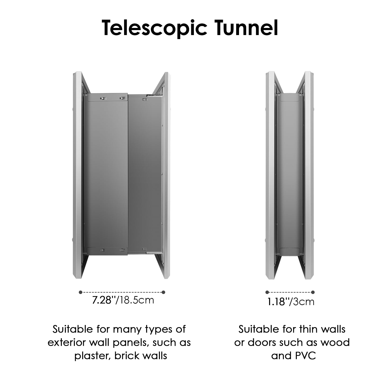 Cowiewie Dog Door For Wall With All-Metal Frame And Telescoping Tunnel, Silicone Flap For Extreme Weather - Medium Size For Pets