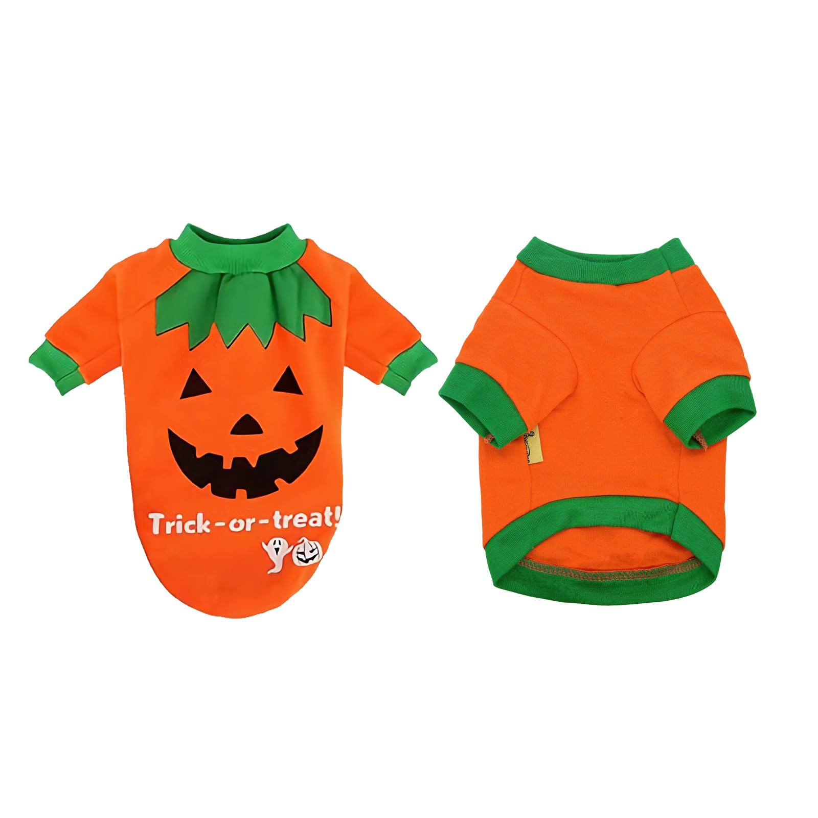 Vavious Dog Sweater Pumpkin Smiley Halloween Pet Costume Pet Tshirt Dog Tees For Small Dogs Chihuahua Clothes 01-Orange X-Small