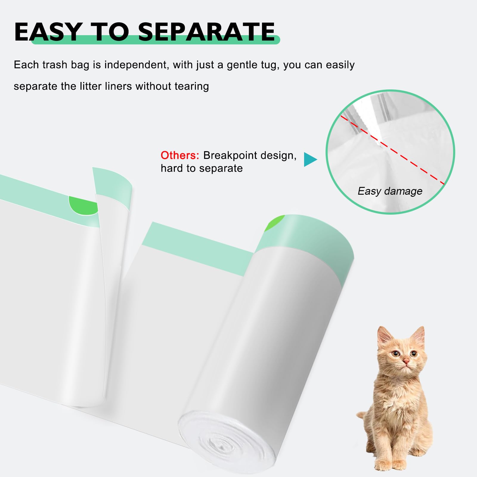 100 Pack Cat Litter Box Liner Bags Compatible With Self-Cleaning Cat Litter Box, Thick Heavy Duty Drawstring Waste Drawer Liners