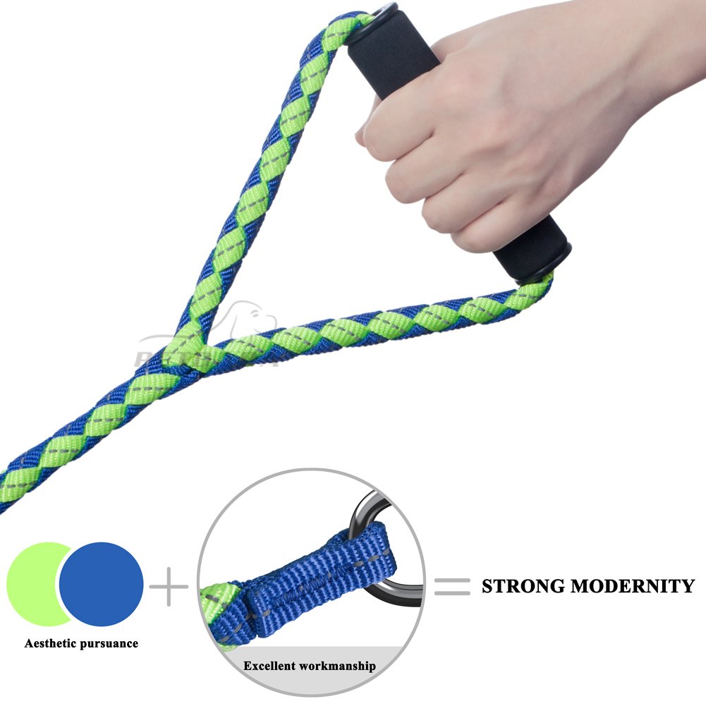 PETBABA 4.6ft No Tangle Dog Leash Coupler, Reflective Triple Lead for 3 Medium Large Dogs, Soft Padded Handle, Green
