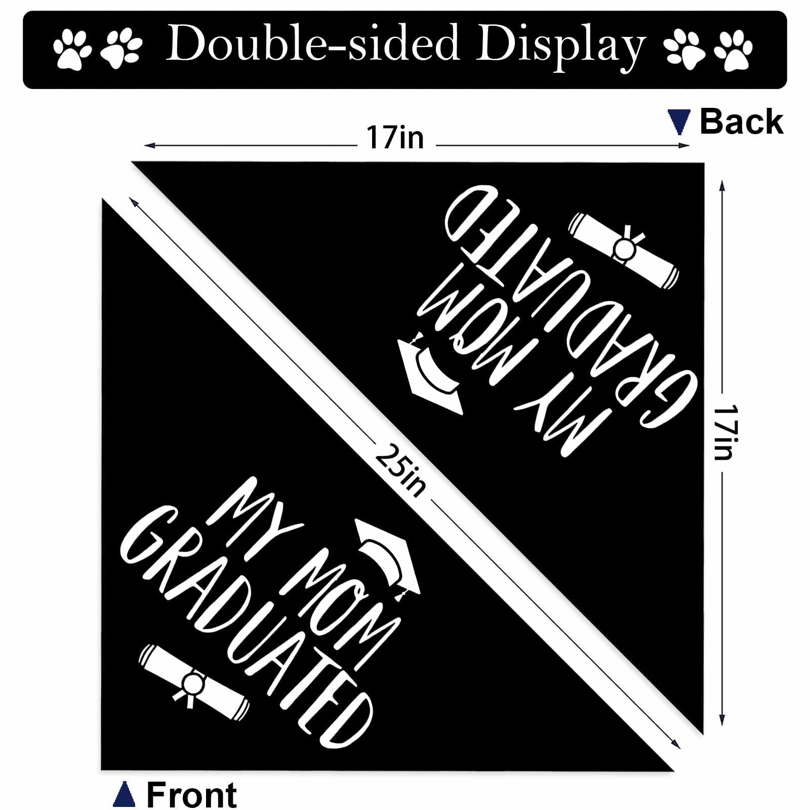 Graduation Dog Bandanas, My Mom Graduated Dog Outfits, 2 Pcs Adjustable Triangle Double-Layer Reversible Pet Bandanas For Small
