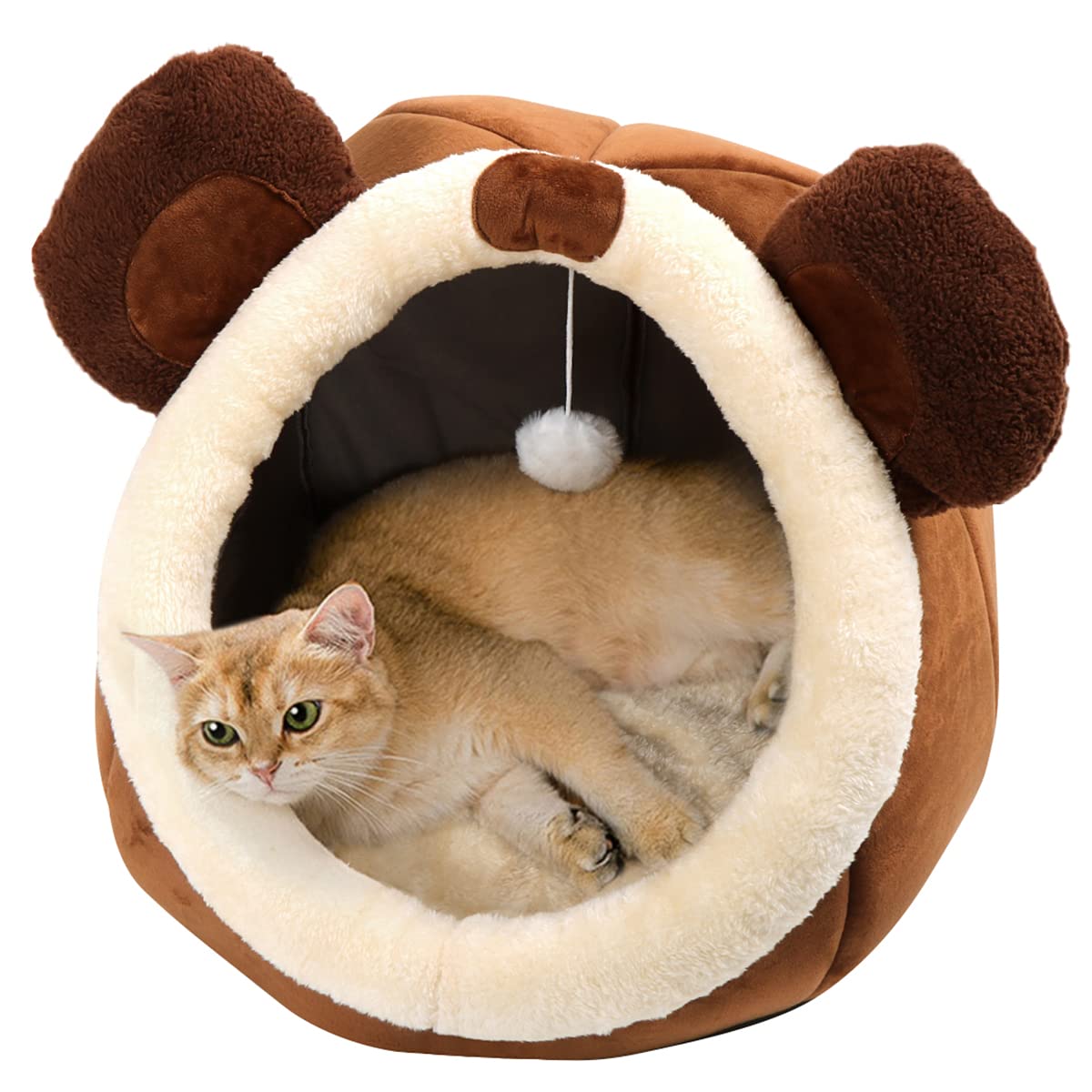 Lcybem Cat Beds For Indoor Cats - Cat Bed Cave With Removable Washable Cushioned Pillow, Soft Plush Premium Cotton No Deformatio