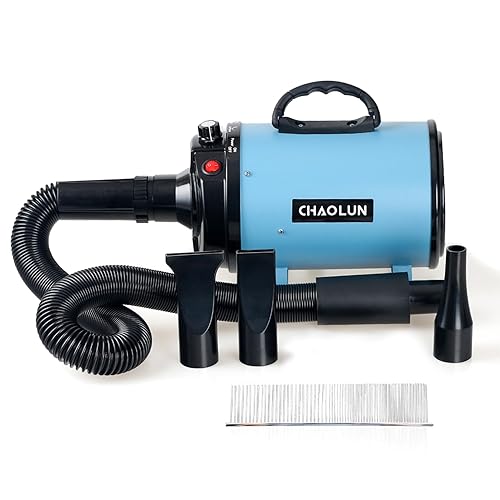 Chaolun Dog Dryer, Dog Blow Dryer, High Velocity Professional Pet Grooming Dryer, Dog Hair Dryer With Heater, Stepless Adjustabl
