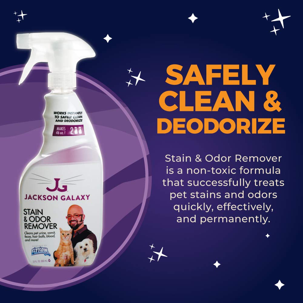 Jackson Galaxy: Stain & Odor Remover - Pet Urine Remover - 23 Oz Bottle - 2 Fill Tablets Included - Eliminates Pet Stains & Odor