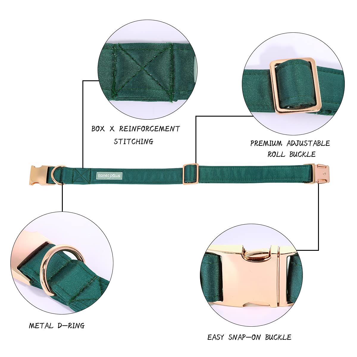 Lionet Paws Bowtie Dog Collar - Comfortable Silk Christmas Dog Collar With Detachable Bow Tie For Medium Dogs, Neck 13.5-22 Inch