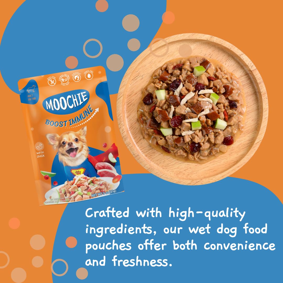MOOCHIE Healthy Growth Wet Puppy Food - Soft Dog Food - Made with Real Chicken, Beef, Vegetables and Rice - No Added Preservativ
