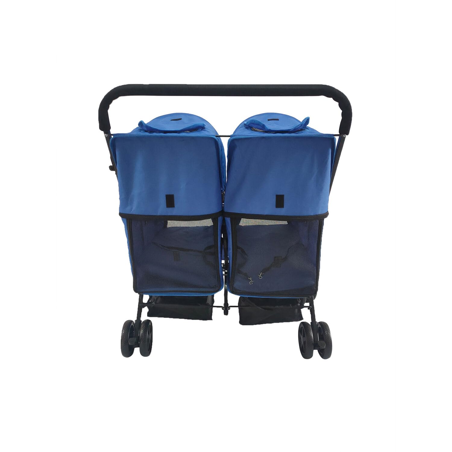 Critter Sitters Double Pet Stroller with Storage - Cat & Dog Stroller for Animals up to 44 lbs, Blue