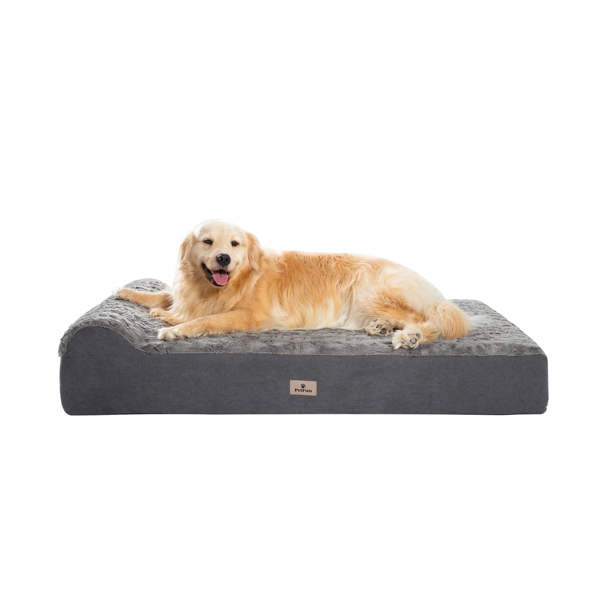 Petfun Jumbo Orthopedic Dog Bed For Large Dogs - 7-Inch Thick Memory Foam Dog Bed With Pillow Removable Cover Machine Washable (
