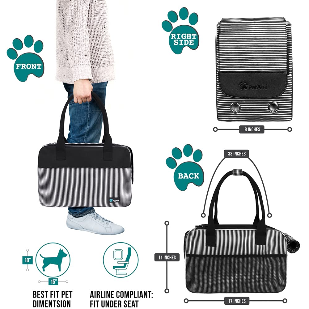 Petami Dog Purse Carrier For Small Dogs, Airline Approved Soft Sided Pet Carrier W/Pockets, Ventilated Dog Carrying Bag Puppy Ca