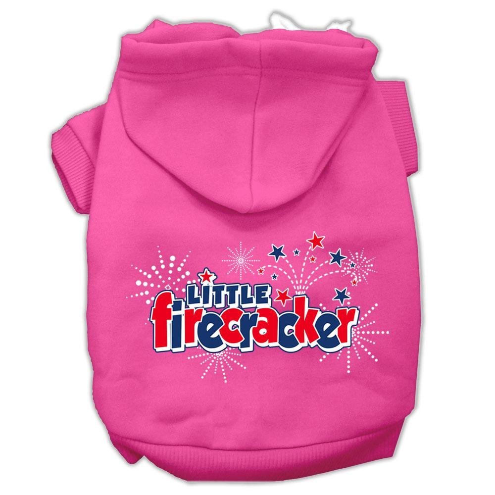 Pet Dog & Cat Hoodie Screen Printed, 'Little Firecracker' Bright Pink Lg (10-14 Lbs.)
