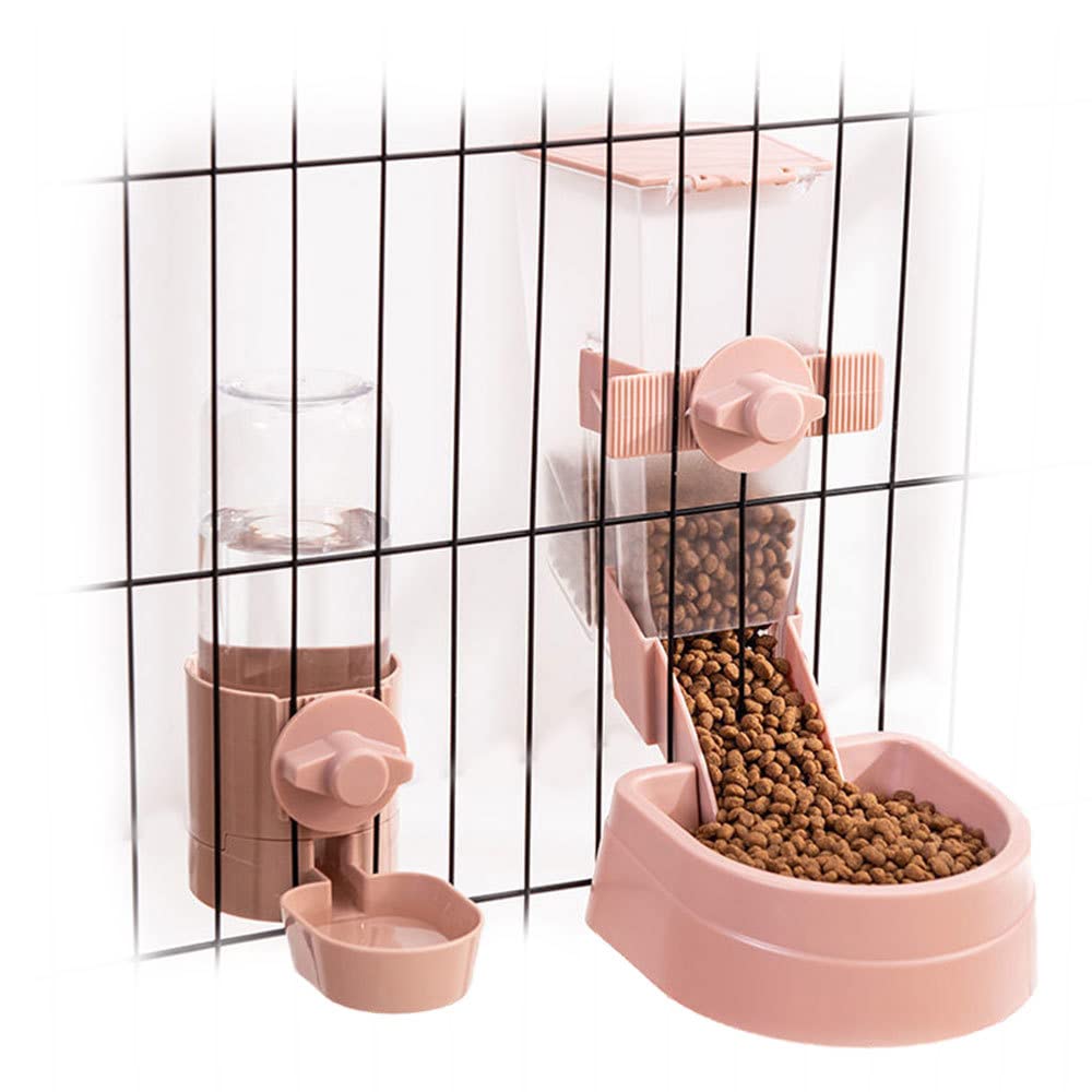 Rabbit Food Dispenser Water Bottle, Small Animal Bowls For Cage, Hanging Automatic Small Pet Water Bowl For Bunny Guinea Pig Ferret