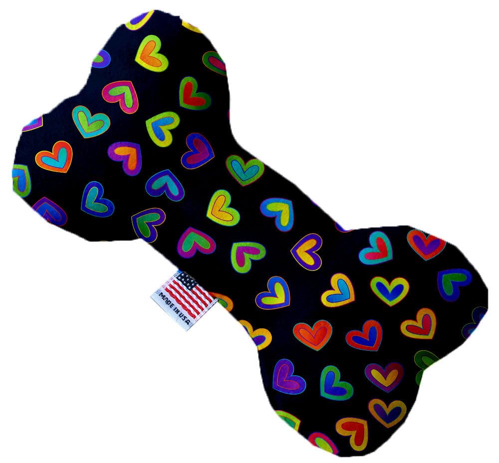 Pet and Dog Plush Heart or Bone Toy, &quot;Valentine's Day Group&quot; (Available in different sizes, and 8 different pattern options!) Bright Hearts 10&quot; Plush Bone