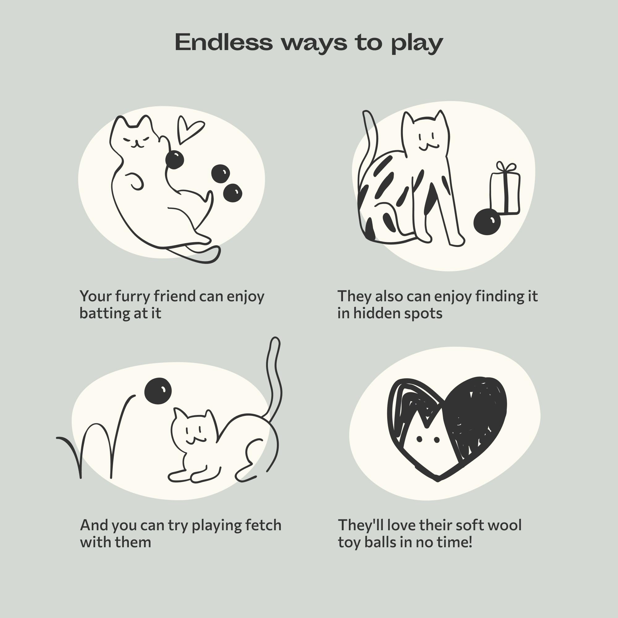 Meowfia Wool Ball Toys - 6-Pack Of Safe For Cats And Small Dogs Balls - 2 Inch Felted Wool Cat Toy And Dog Toy - Perfect With Ca