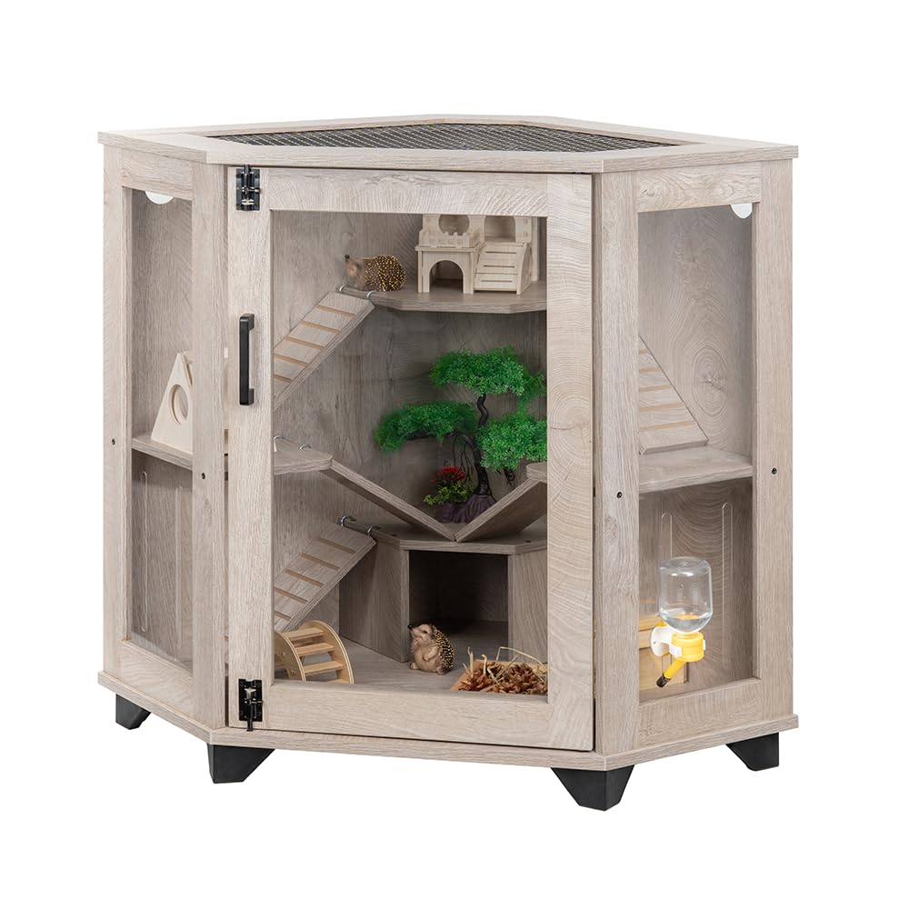 Unipaws Chinchillas Cage With Ramp, Rat Cage With House, Hedgehog Cage, Critter Nation Cage For Hamster, Mice, Clear Acrylic, Co