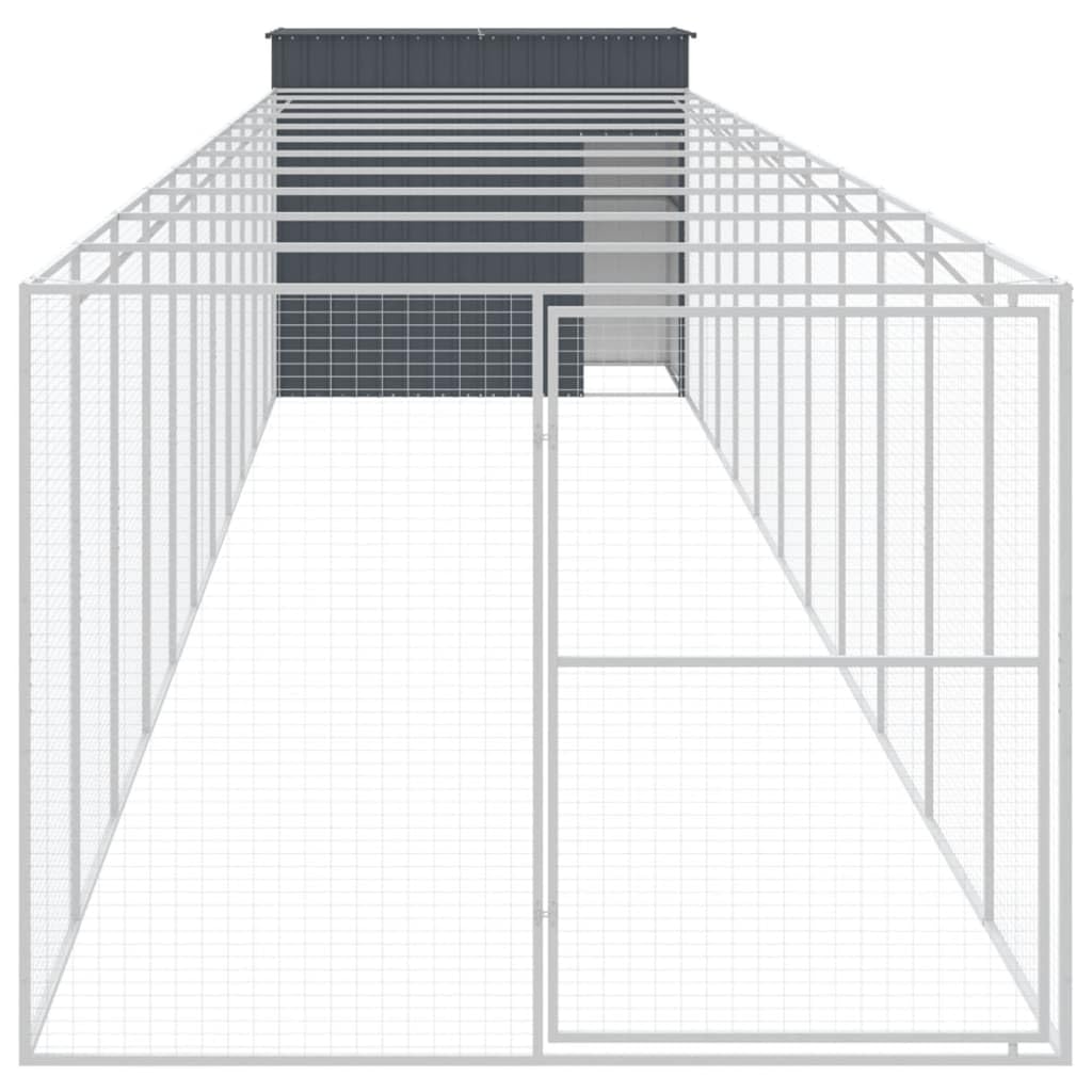 vidaXL Dog House with Run Anthracite 84.3x501.2x71.3 Galvanized Steel