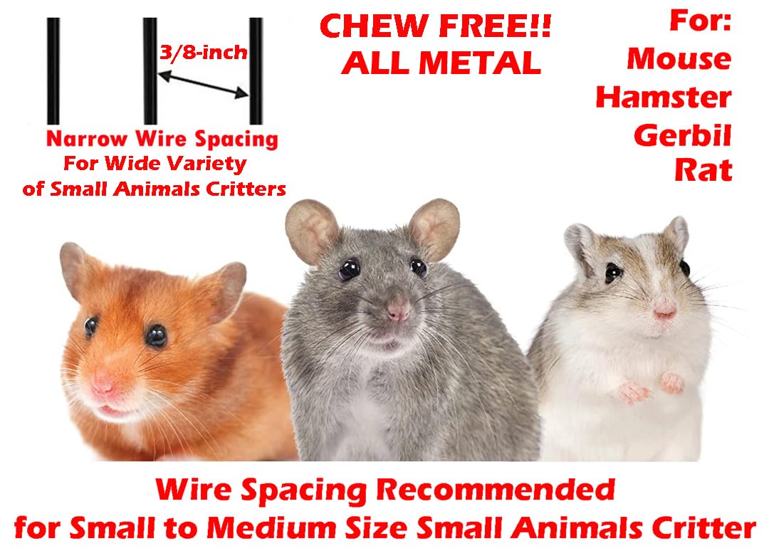 3-Levels Easy Collapsible Ferret Chinchilla Sugar Glider Rats Mouse Animal Critter Chew-Proof Metal Carrier Travel Cage With Narrow 3/8-Inch Bar Spacing Easy To Setup No Tools Needed Easy Storage