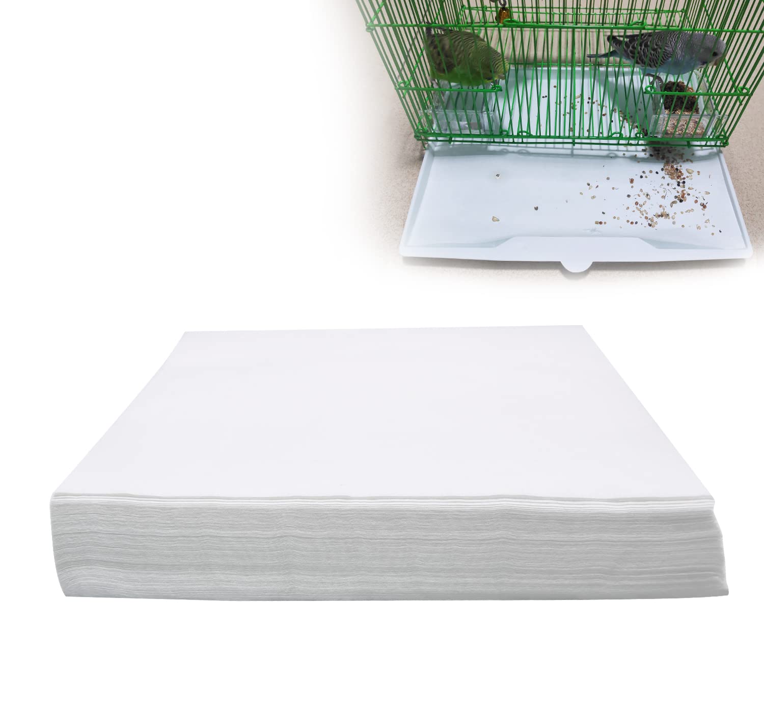 Ruby.Q Bird Cage Liner Papers, 100/200 Sheets Non-Woven Bird Cage Liners, Precut Absorbent Bird Cage Paper Liners Pet Animal Cag