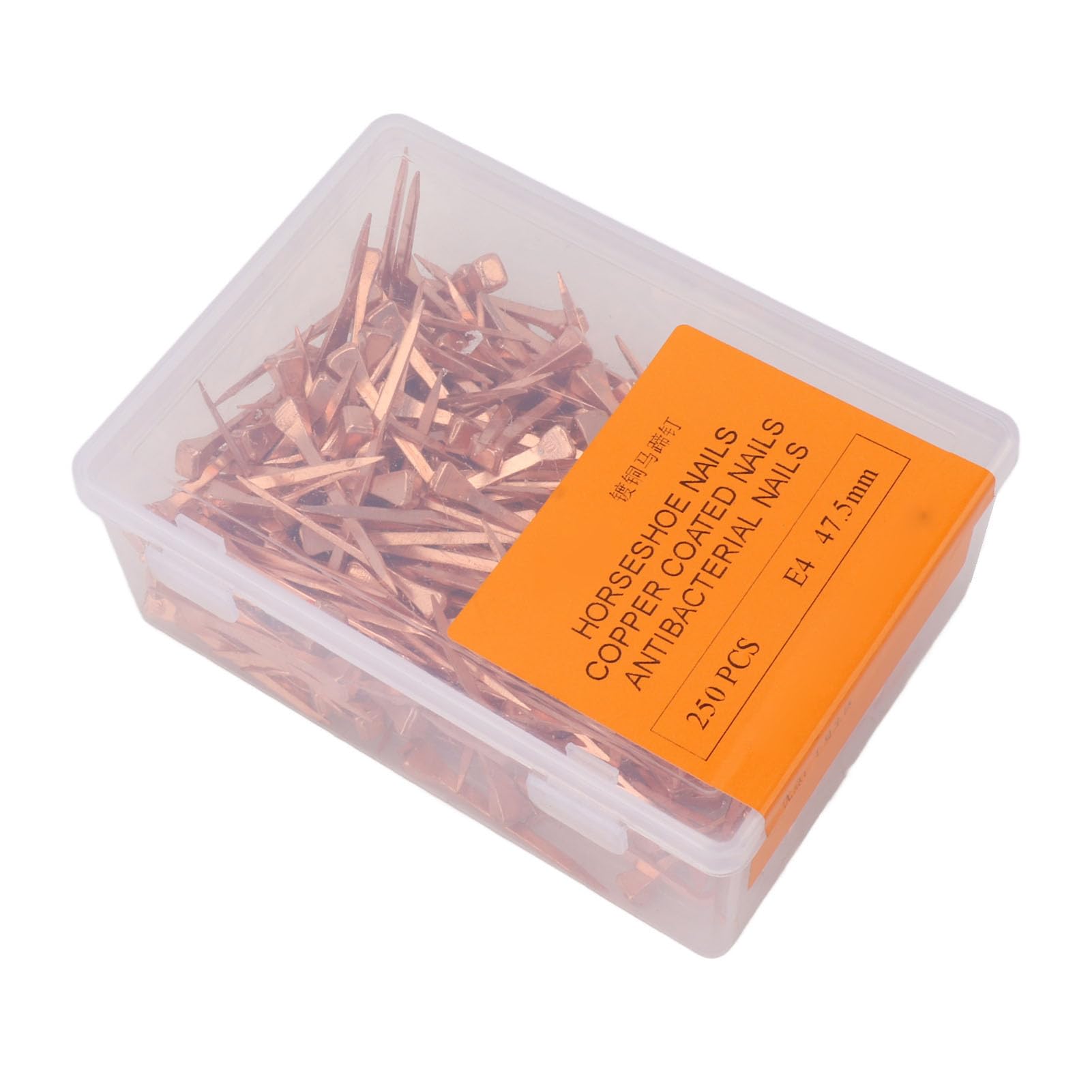 Jauarta 250Pcs Horseshoe Nails Copper Plated Rustproof Equestrian Riding Equipment Pet Supplies (47.5Mm E4)